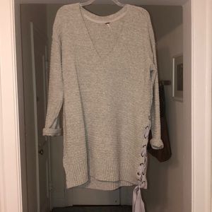 Free people oversized sweater dress with bow